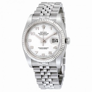 Rolex Datejust White Arabic Dial 18k White Gold Fluted Bezel Jubilee Bracelet Men's Watch 116234WAJ