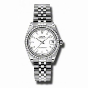 Rolex Datejust White Dial 18kt White Gold Diamond Bezel Ladies Watch 178384WSJ