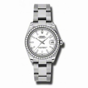 Rolex Datejust White Dial 18kt White Gold Diamond Bezel Ladies Watch 178384WSO