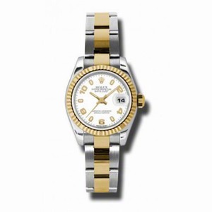 Rolex Datejust White Dial Automatic Stainless Steel and 18kt Yellow Gold Ladies Watch 179173WASO