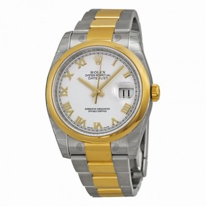 Rolex Datejust White  Dial Automatic  Stainless Steel and 18kt Yellow Gold Men's Watch 116203WRO