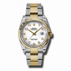 Rolex Datejust White Dial Automatic Stainless Steel and 18kt Yellow Gold Men's Watch 116233WAO