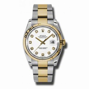Rolex Datejust White Dial Automatic Stainless Steel and 18kt Yellow Gold Men's Watch 116233WDO