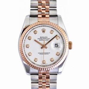 Rolex Datejust White Diamond Dial Fluted 18k Rose Gold Bezel Jubilee Bracelet Men's Watch 116231WDJ