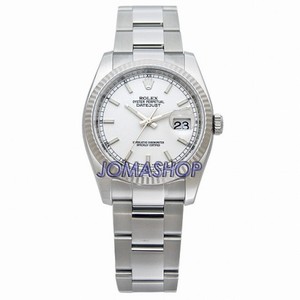 Rolex Datejust White Index Dial 18k White Gold Fluted Bezel Oyster Bracelet Men's Watch 116234WSO