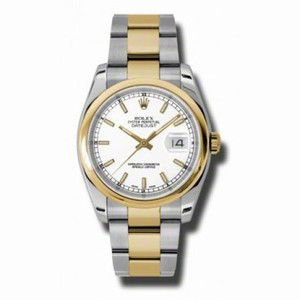 Rolex Datejust White Index Dial Oyster Bracelet Two Tone Men's Watch 116203WSO
