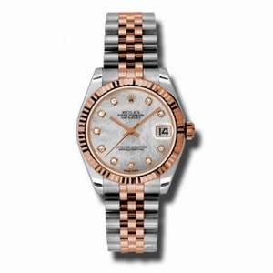 Rolex Datejust White Mother of Pearl Dial 18 Carat Everose Gold Automatic Ladies Watch 178271MDJ