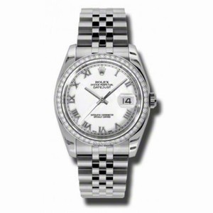 Rolex Datejust White Roman Dial 18k White Gold Diamond Bezel Jubilee Bracelet Men's Watch 116244WRJ
