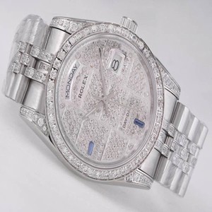 Rolex Day-Date 116200 White Dial Stainless Steel with Diamond Bezel Stainless Steel Case Watch
