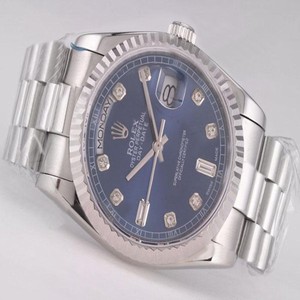 Rolex Day-Date 116234BLDJ Blue Dial 36mm Silver Stainless Steel Strap Watch