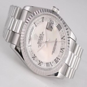Rolex Day-Date 118206 Silver Stainless Steel Strap Stainless Steel Bezel White Dial Watch