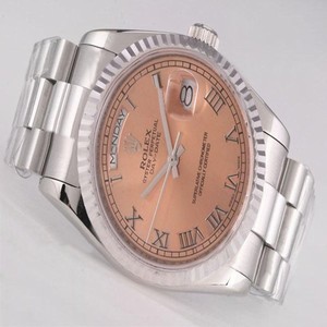 Rolex Day-Date 118209 36mm Brown Dial Silver Stainless Steel Strap Watch