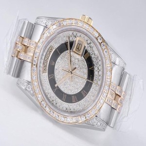 Rolex Day-Date 118209 Diamond Dial Silver 18k Gold Strap 36mm Watch