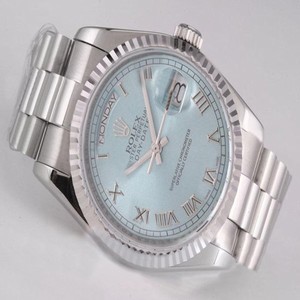 Rolex Day-Date 118239 36mm Silver Stainless Steel Strap Blue Dial Watch