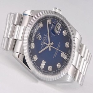 Rolex Day-Date 118239 Blue Dial Silver Stainless Steel Strap Watch