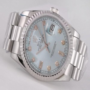 Rolex Day-Date 118239 Mens Silver Stainless Steel Strap Round Watch