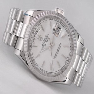 Rolex Day-Date 118239 Round Silver Stainless Steel Strap Mens Watch