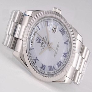 Rolex Day-Date 118239 Round Silver Stainless Steel Strap Watch