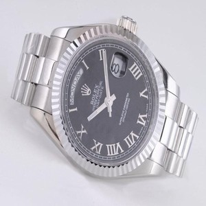 Rolex Day-Date 118239 Silver Stainless Steel Strap Black Dial Round Watch