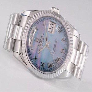Rolex Day-Date 118239 Silver Stainless Steel Strap Multicolor Dial Watch
