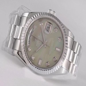 Rolex Day-Date 118239 Silver Stainless Steel Strap Round Mens Watch