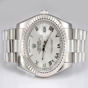 Rolex Day-Date 118239 Silver Stainless Steel Strap Round White Dial Watch