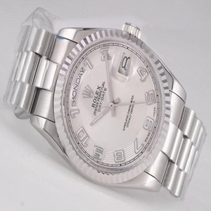 Rolex Day-Date 118239 Silver Stainless Steel Strap Stainless Steel Bezel White Dial Watch
