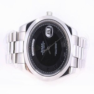 Rolex Day-Date 118239 Stainless Steel Bezel Black Dial Stainless Steel Case Watch