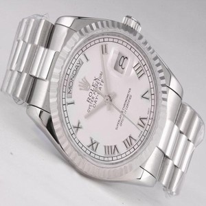 Rolex Day-Date 118239 White Dial Silver Stainless Steel Strap Round Watch