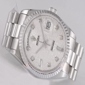 Rolex Day-Date 118346 Mens Silver Stainless Steel Strap Stainless Steel Bezel Watch