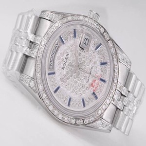 Rolex Day-Date 118389 Silver Stainless Steel Strap 36mm Mens Watch