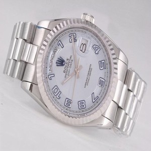 Rolex Day-Date 16234 Mens Silver Stainless Steel Strap 36mm Watch