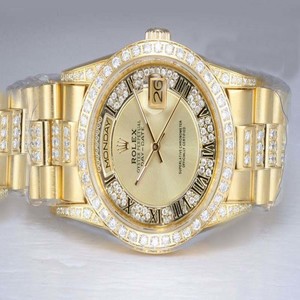 Rolex Day-Date 180138 Stainless Steel with 18k Gold Bezel Gold Dial Stainless Steel Case Watch