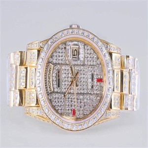 Rolex Day-Date 18238 Diamond Dial Stainless Steel with 18K Gold and Diamond Bezel Watch