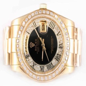 Rolex Day-Date 18238 Rose Gold 18k Gold Strap Black Dial Watch