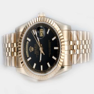 Rolex Day-Date 18238 Round Black Dial Stainless Steel Case Watch