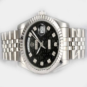 Rolex Day-Date 18239 36mm Silver Stainless Steel Strap Mens Watch