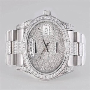 Rolex Day-Date 18239 36mm Silver Stainless Steel Strap Watch