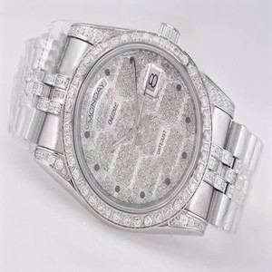 Rolex Day-Date 18239 Mens Round Silver Stainless Steel Strap Watch