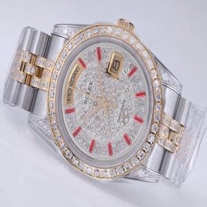 Rolex Day-Date 18239 Mens Stainless Steel with 18K Gold and Diamond Bezel 18K Gold Case Watch