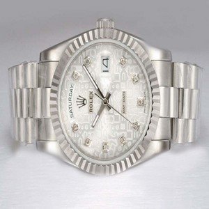 Rolex Day-Date 18239 Round Mens Silver Stainless Steel Strap Watch