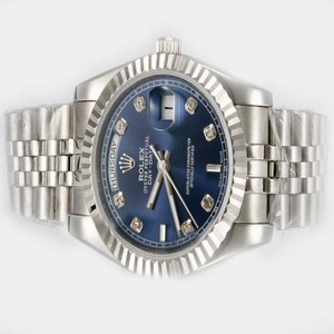 Rolex Day-Date 18239 Silver Stainless Steel Strap Blue Dial 36mm Watch