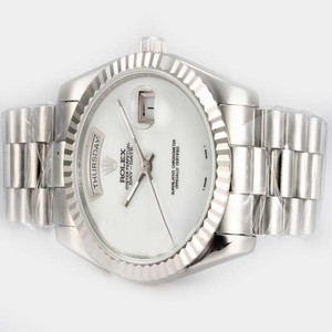 Rolex Day-Date 18239 Silver Stainless Steel Strap Mens Round Watch