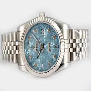 Rolex Day-Date 18239 Stainless Steel Bezel Silver Stainless Steel Strap Blue Dial Watch