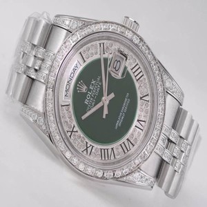 Rolex Day-Date 18239 Stainless Steel Case 36mm Green Dial Watch