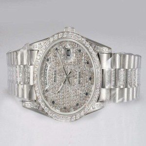 Rolex Day-Date 18239 Stainless Steel Case Diamond Dial Watch