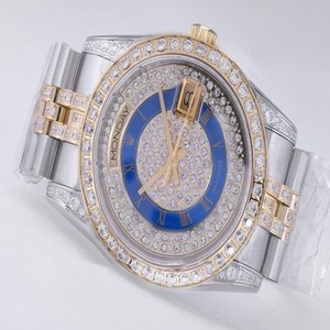 Rolex Day-Date 18239 Stainless Steel with 18k Gold Bezel Blue Dial Watch