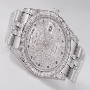 Rolex Day-Date 18239 Stainless Steel with Diamond Bezel Automatic Watch