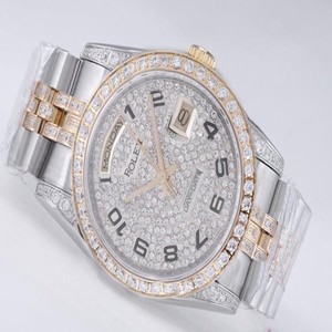 Rolex Day-Date 18946 Diamond Dial 36mm Stainless Steel Case Watch