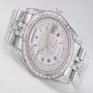 Rolex Day-Date 18946 Mens Silver Stainless Steel Strap Stainless Steel Bezel Watch
